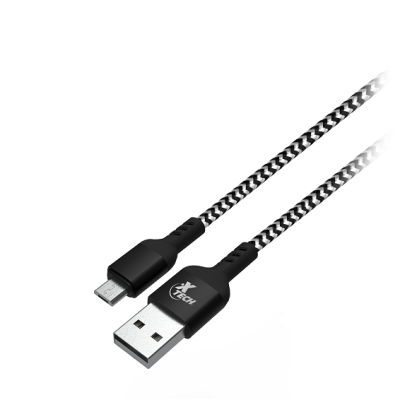 Xtech - USB cable - 4 pin USB Type A - 5 pin Micro-USB Type B - 1.8 m - Black & white - Braided XTC-366