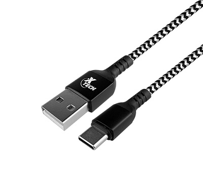 Xtech - USB cable - 4 pin USB Type A - 24 pin USB-C - 1.8 m - Black & white - Braided-XTC-511