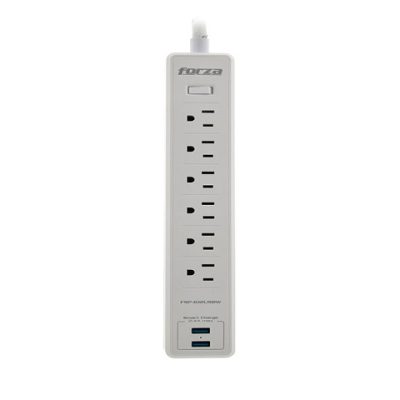 Forza - Surge protector - AC 110/220 V - 6 Tomas de Corriente - NEMA 2USB 5ft WH