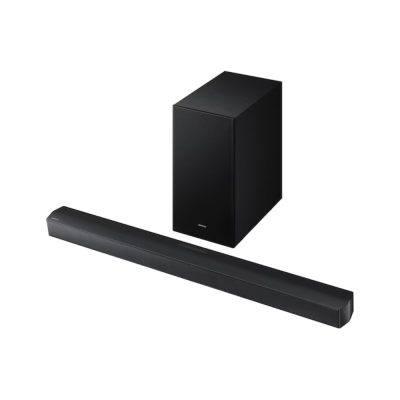 Barra de sonido Samsung, incluye subwoofer, sonido envolvente virtual en 3D, Q-SYMPHONY, cuenta con refuerzo en los sonidos graves, Altavoz central integrado, potencia 430 Vatios, 3,1 canales, conexión inalámbrica, Ficha técnica completa en www.samsung.com.co